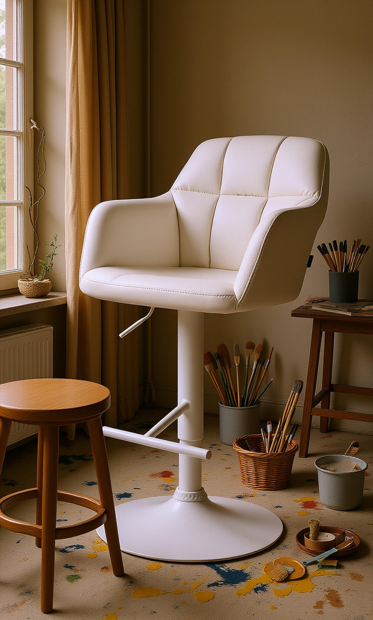 BARHOCKER Nardo Kunstleder weiß weiß - Weiß, Kunststoff/Metall (57/118/59cm) - TPFLiving