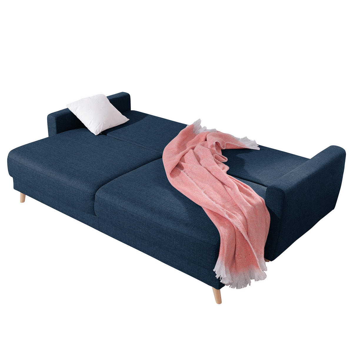 3-SITZER SOFA - Hellbraun/Blau, Textil (220/90/90cm) - home24