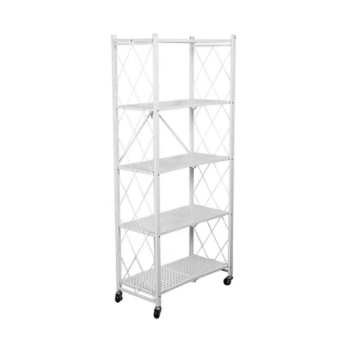 KLAPPREGAL auf Rollen 5 Fachböden Belastbarkeit 250kg 167x72x34 cm Weiß - Weiß, Metall (72/167/34cm) - PROREGAL