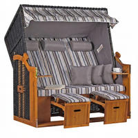 STRANDKORB XXL Ostsee 3Sitzer PE Schwarz - Schwarz/Braun, Metall (160/160/80cm) - Mr. Deko