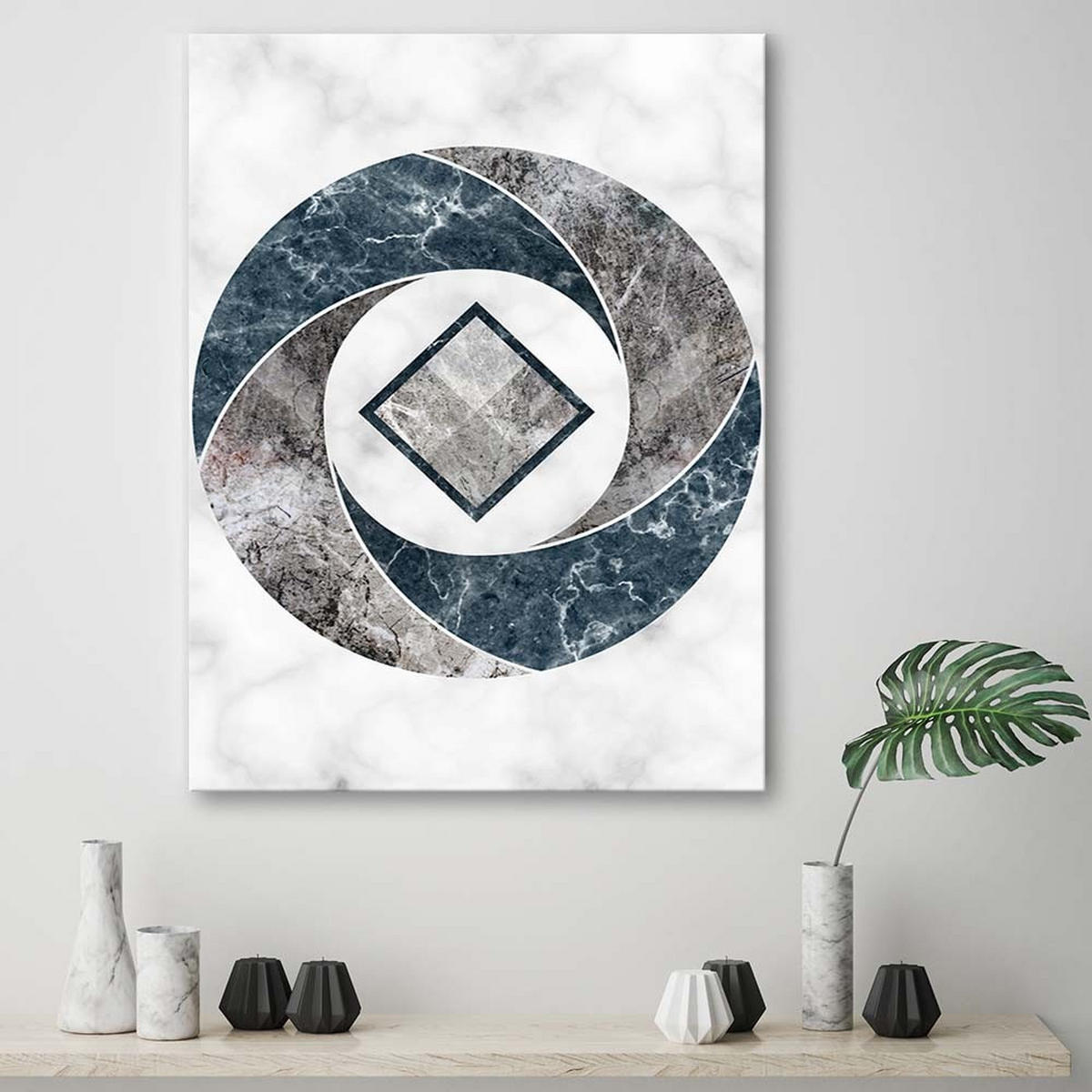 LEINWANDBILD Abstrakte Geometrie - Marmor 40x60cm - Grau, Textil (40/60cm) - Feeby