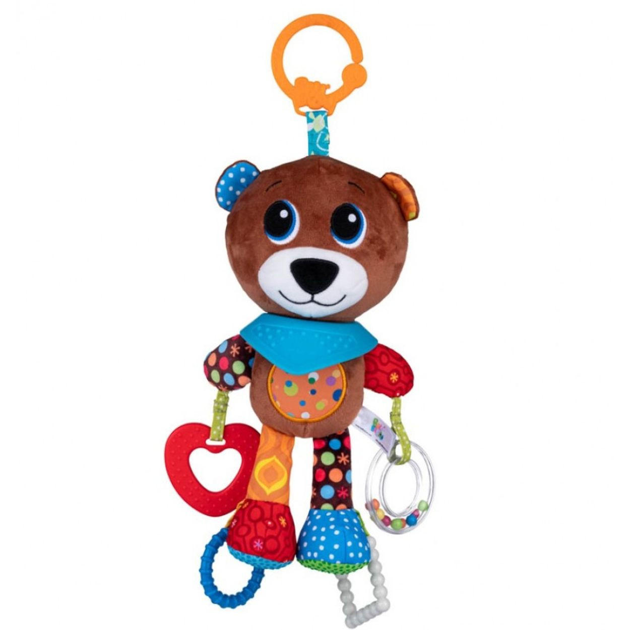 BABYRASSEL Baby Plüsch- Teddy 81132 braun C-Ring, Beißring, Greifling, Kuscheltier, Plüsch, ab Geburt, weich - Braun, Textil (14/8/26cm) - Bali Bazoo