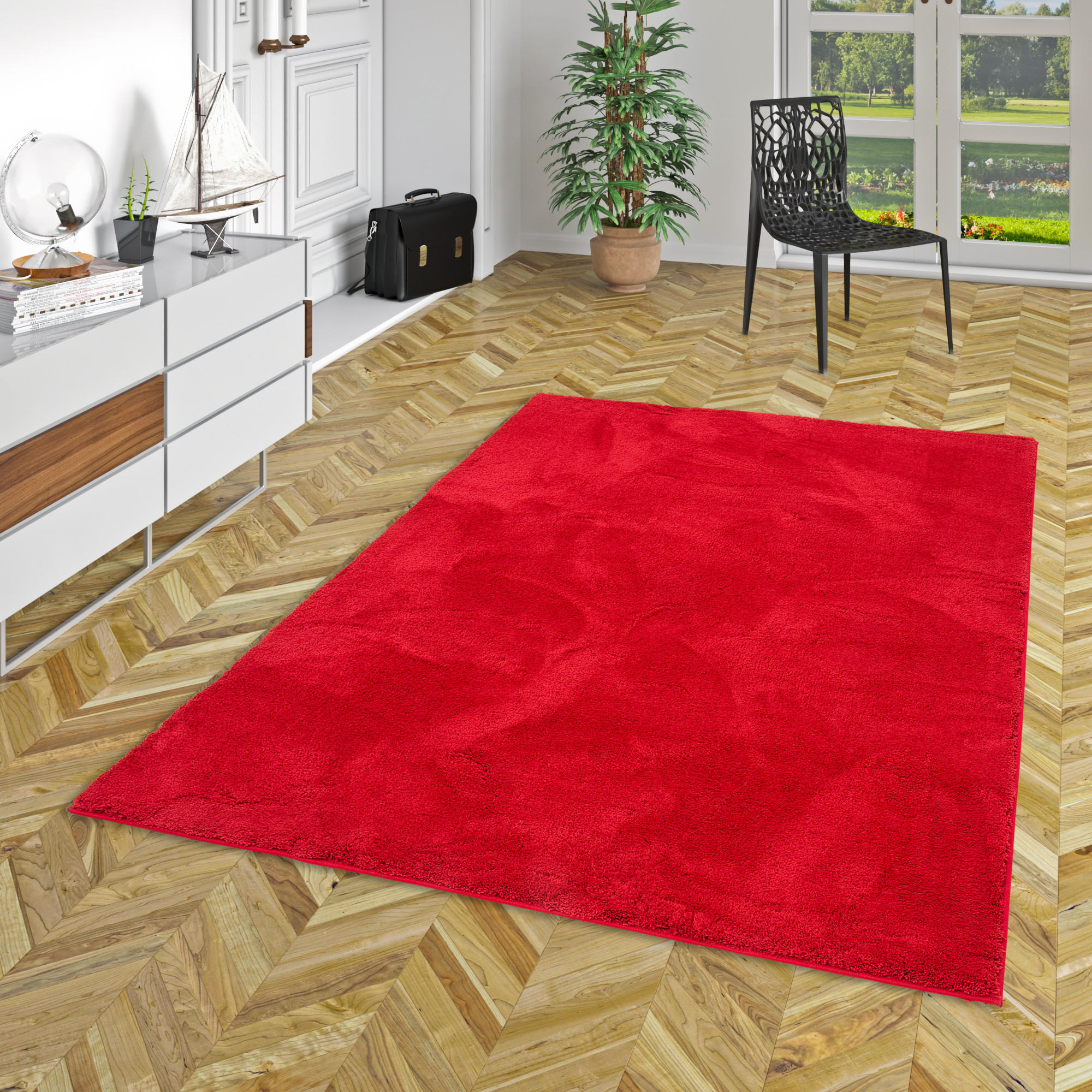 HOCHFLOR LANGFLOR SUPER SOFT TEPPICH SILKY - Weinrot, Textil (120/170cm) - Pergamon