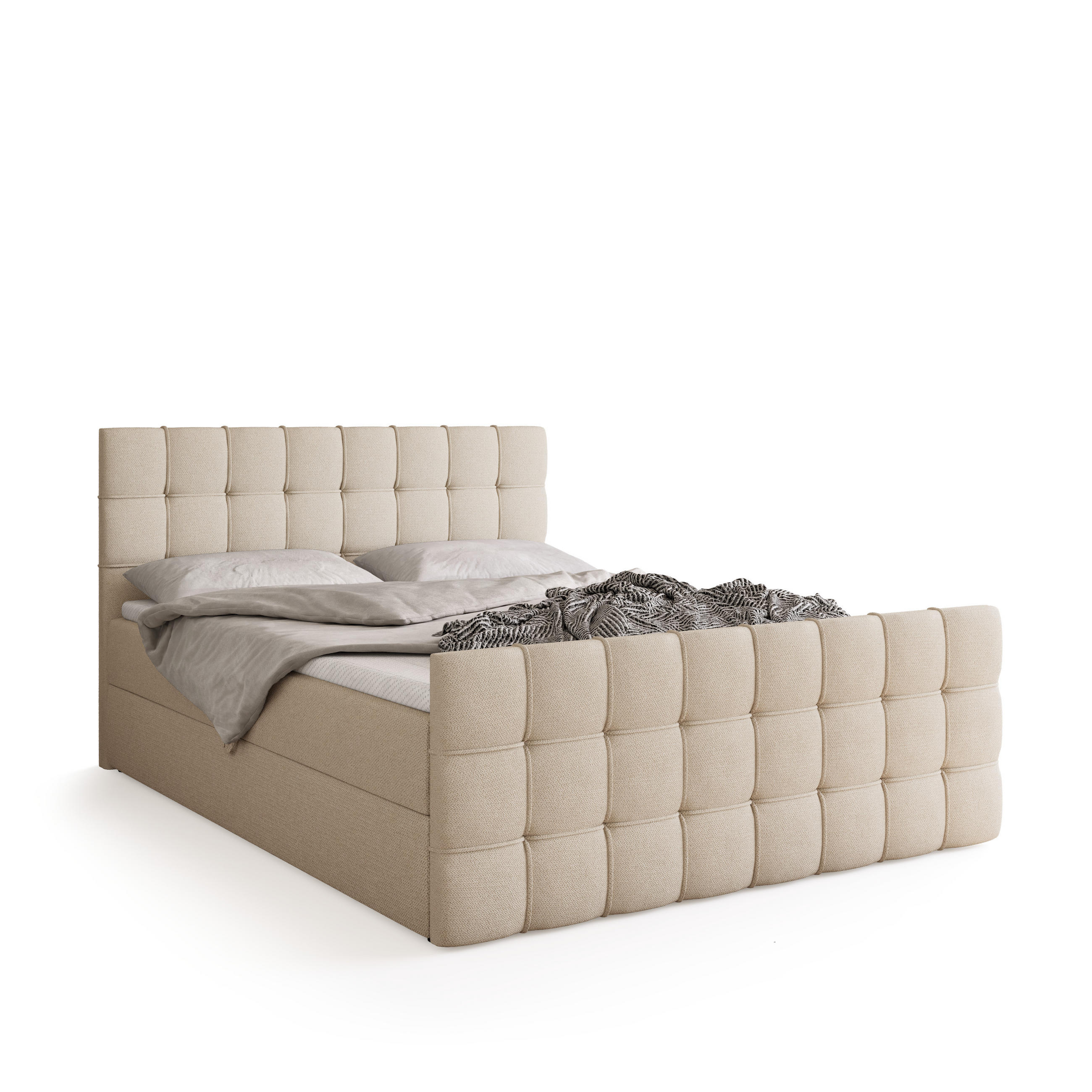 BOXBETT Detroit Duo mit Topper 180/200 Beige - Beige, Textil (180/200cm) - Bromarkt