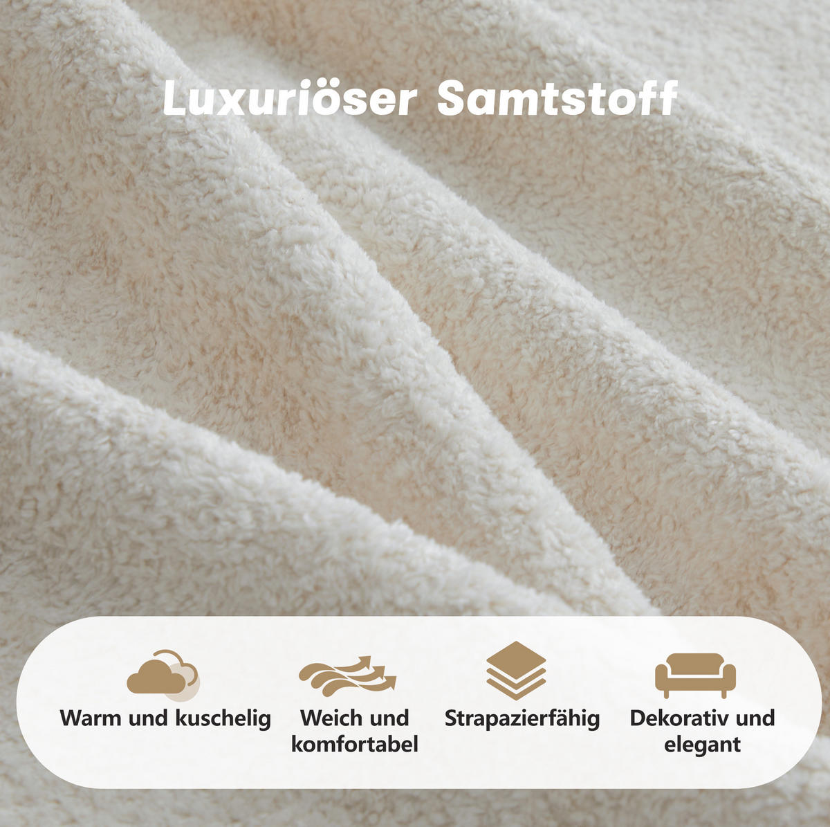 WOHNLANDSCHAFT 384/167/70 cm in Beige aus Samt mit U-Form - Beige, Textil (167/70/384cm) - Flora Grace