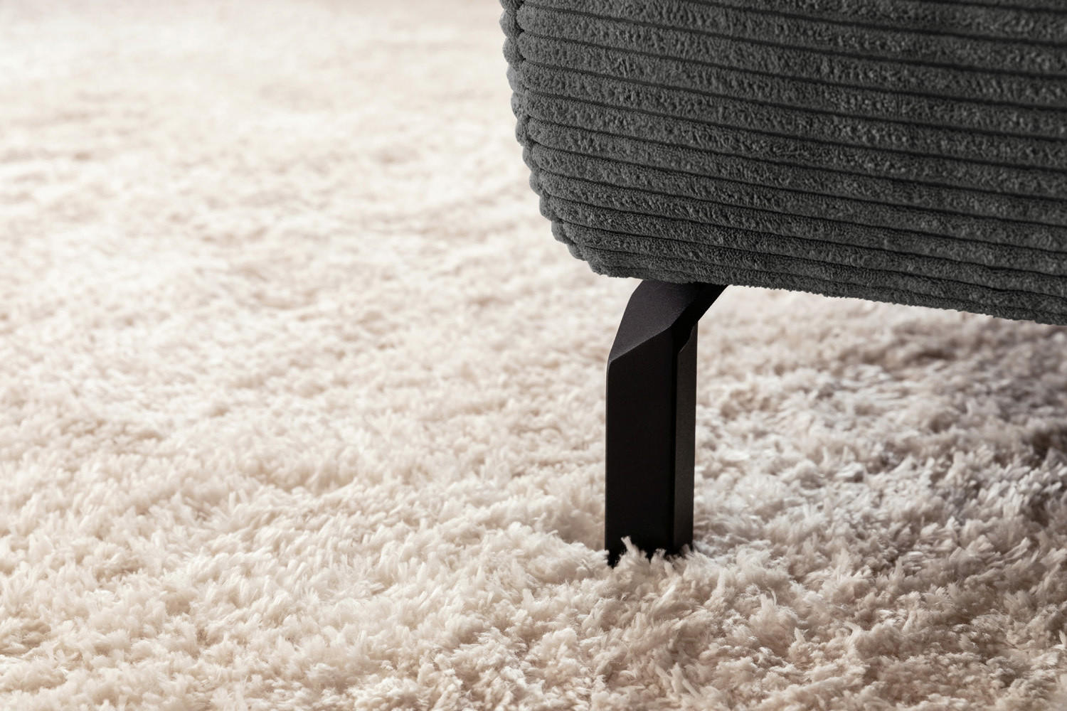 ECKSOFA DELIA Grau Cord - Schwarz/Grau, Textil/Metall (312/219cm) - KAWOLA