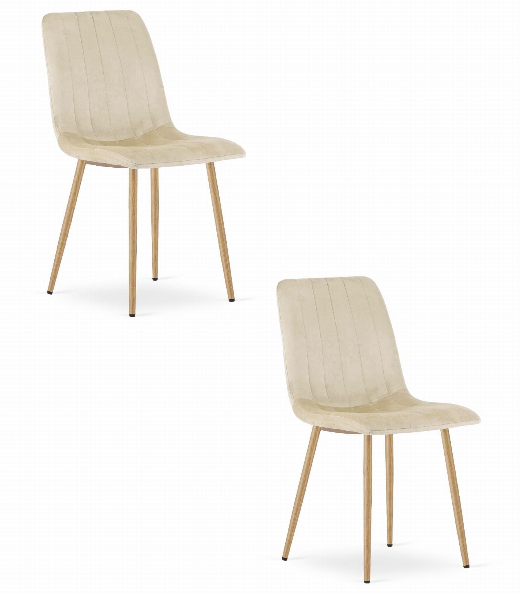 ESSZIMMERSTUHL 2er Set Velours Hellbeige, gepolsterte Sitzfläche, Metallfüße in Holzoptik, Modernes Design - Beige, Textil (46/86/56cm) - Best For Home