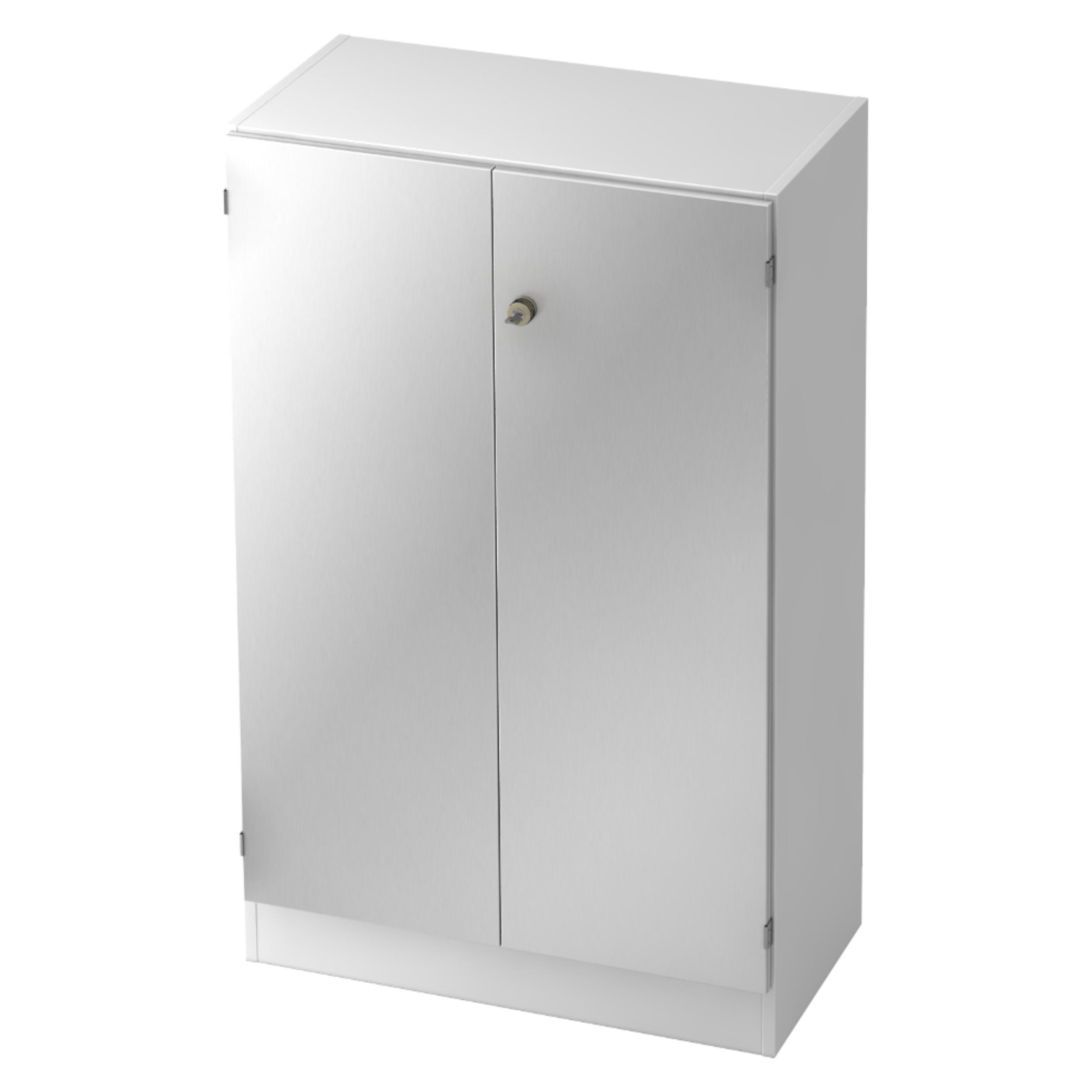 AKTENSCHRANK - 3 Ordnerhöhen 42/80/127 cm in Weiß/Silberfarben - Silberfarben/Weiß, Holzwerkstoff (80/127/42cm) - bümö