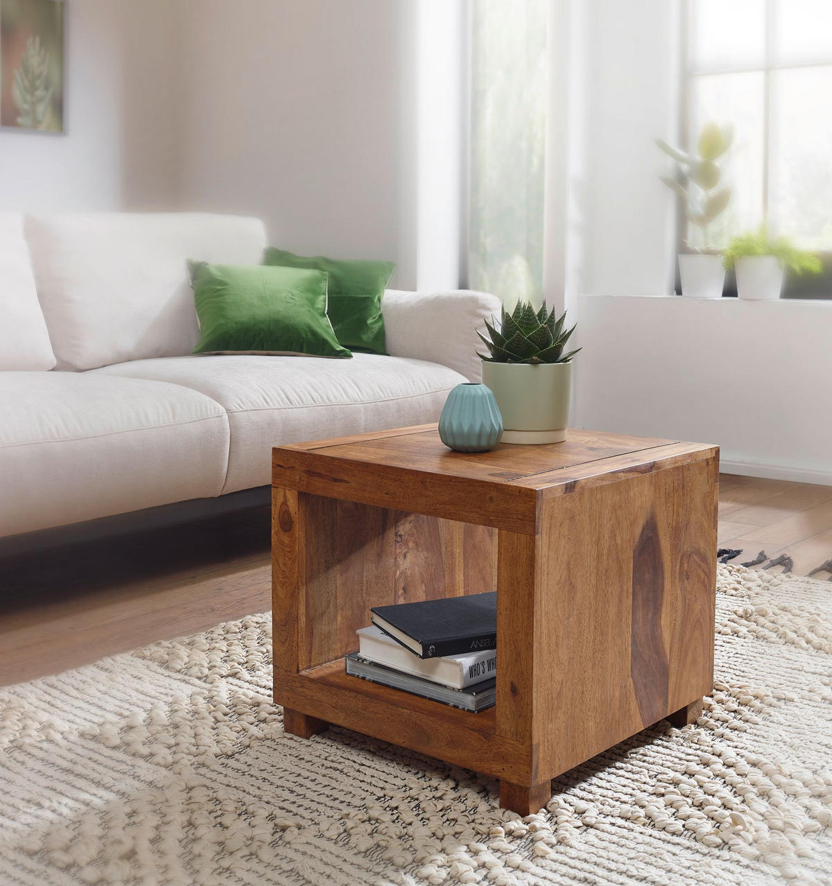 COUCHTISCH NOLA Design Beistelltisch - Sheeshamfarben, Holz (50/50/45cm) - tinkaro