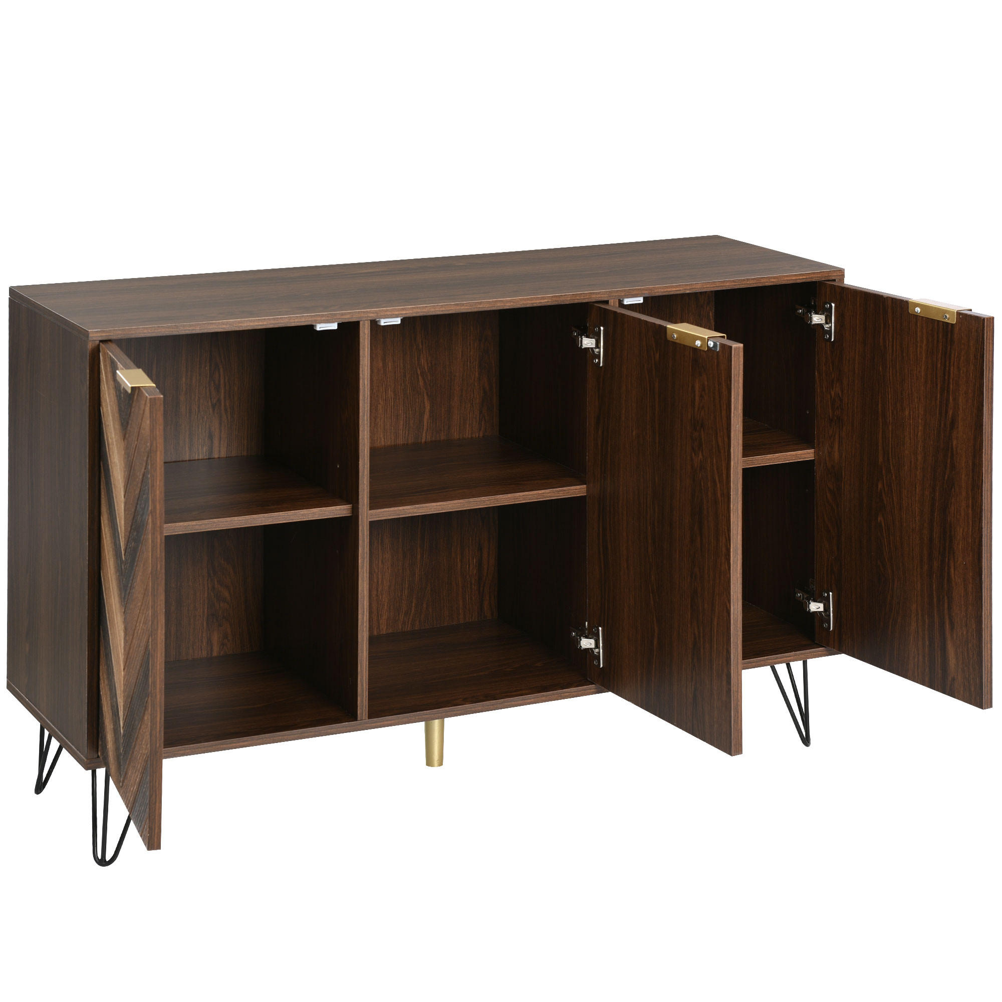 SIDEBOARD 120/38/76,5 cm mit 3 Türen in Naturfarbe und goldfarbenen Griffen - Naturfarben, Holzwerkstoff (120/76.5/38cm) - BEAOK