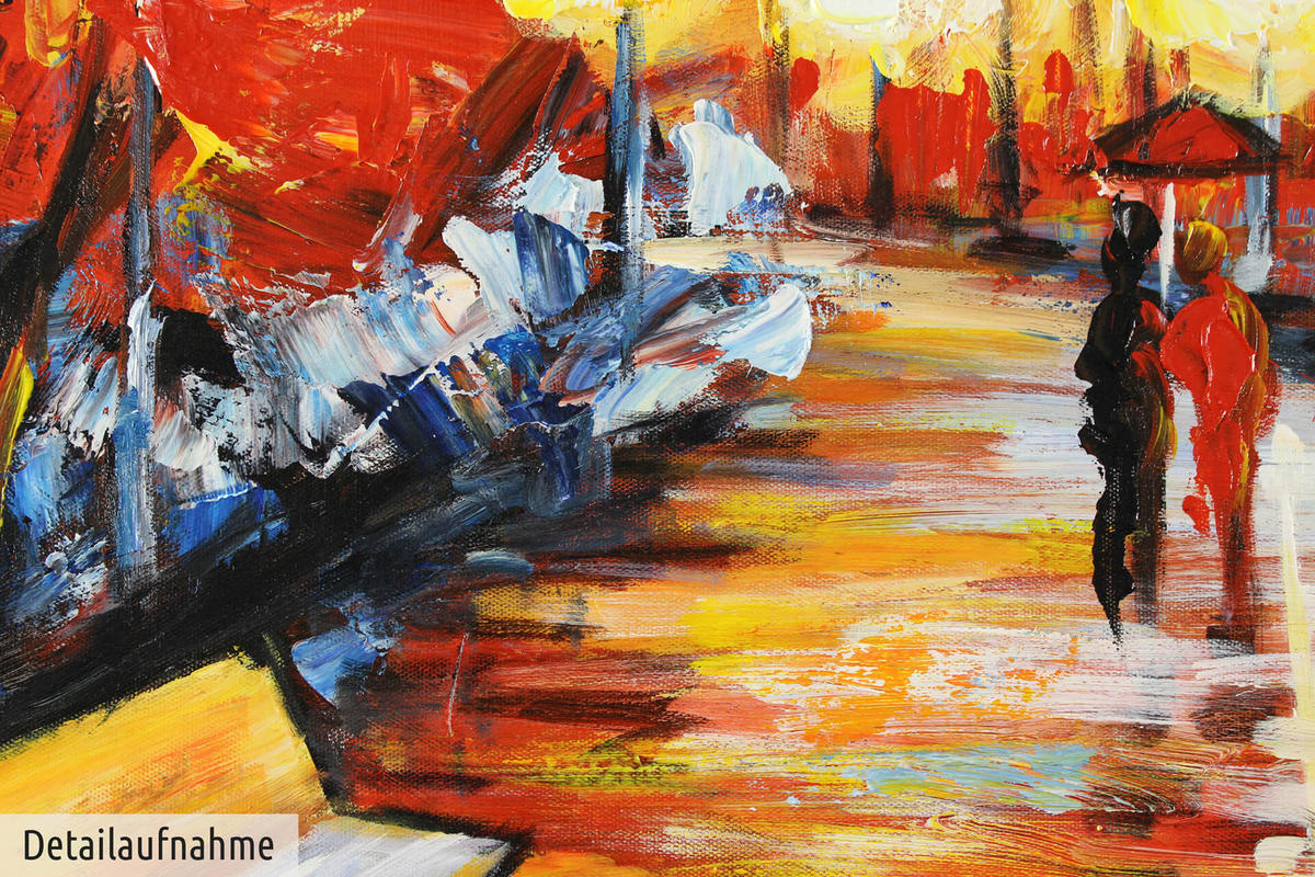 ACRYLBILD HANDGEMALT 90/60 cm - Rot, Holz/Textil (90/60cm) - KUNSTLOFT
