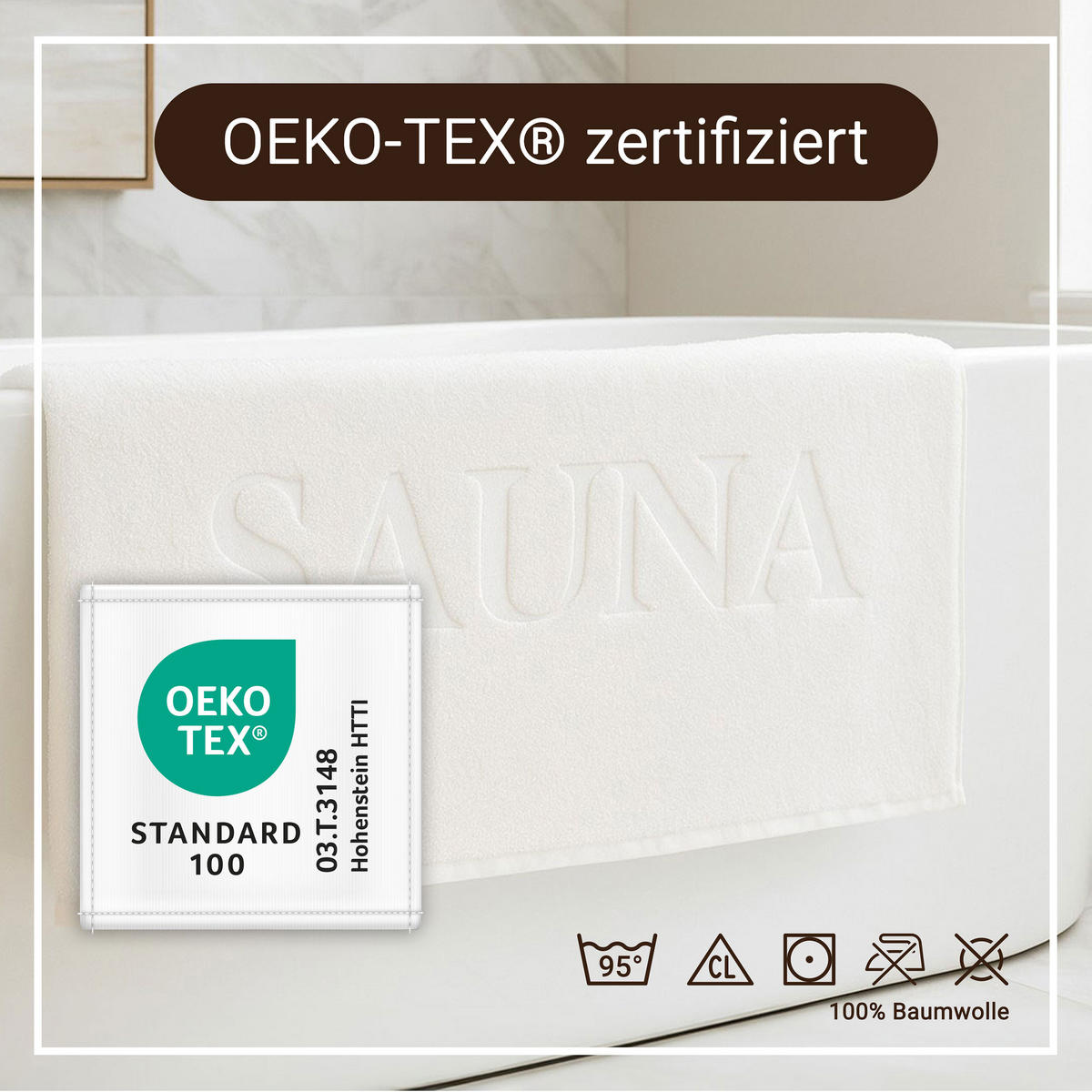 SAUNATUCH, 80x200 cm, 100% Baumwolle, Weiß - Weiß, Textil (80/200cm) - Zollner