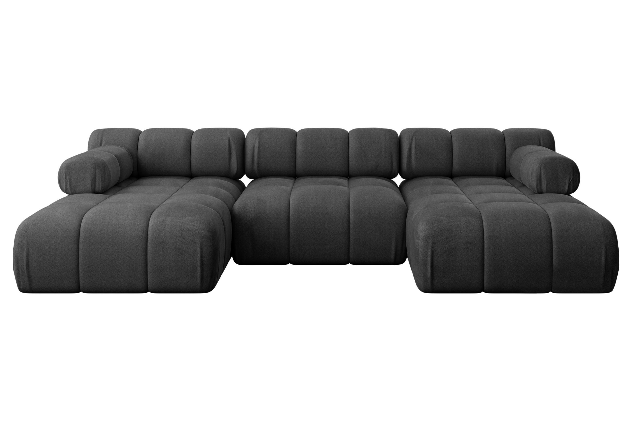 WOHNLANDSCHAFT modulares Sofa Tesso-U1 - 285x160x70 cm Schwarz Velours - Schwarz, Holzwerkstoff/Textil (285/70/160cm) - ALTDECOR