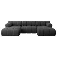 WOHNLANDSCHAFT modulares Sofa Tesso-U1 - 285x160x70 cm Schwarz Velours - Schwarz, Holzwerkstoff/Textil (285/70/160cm) - ALTDECOR