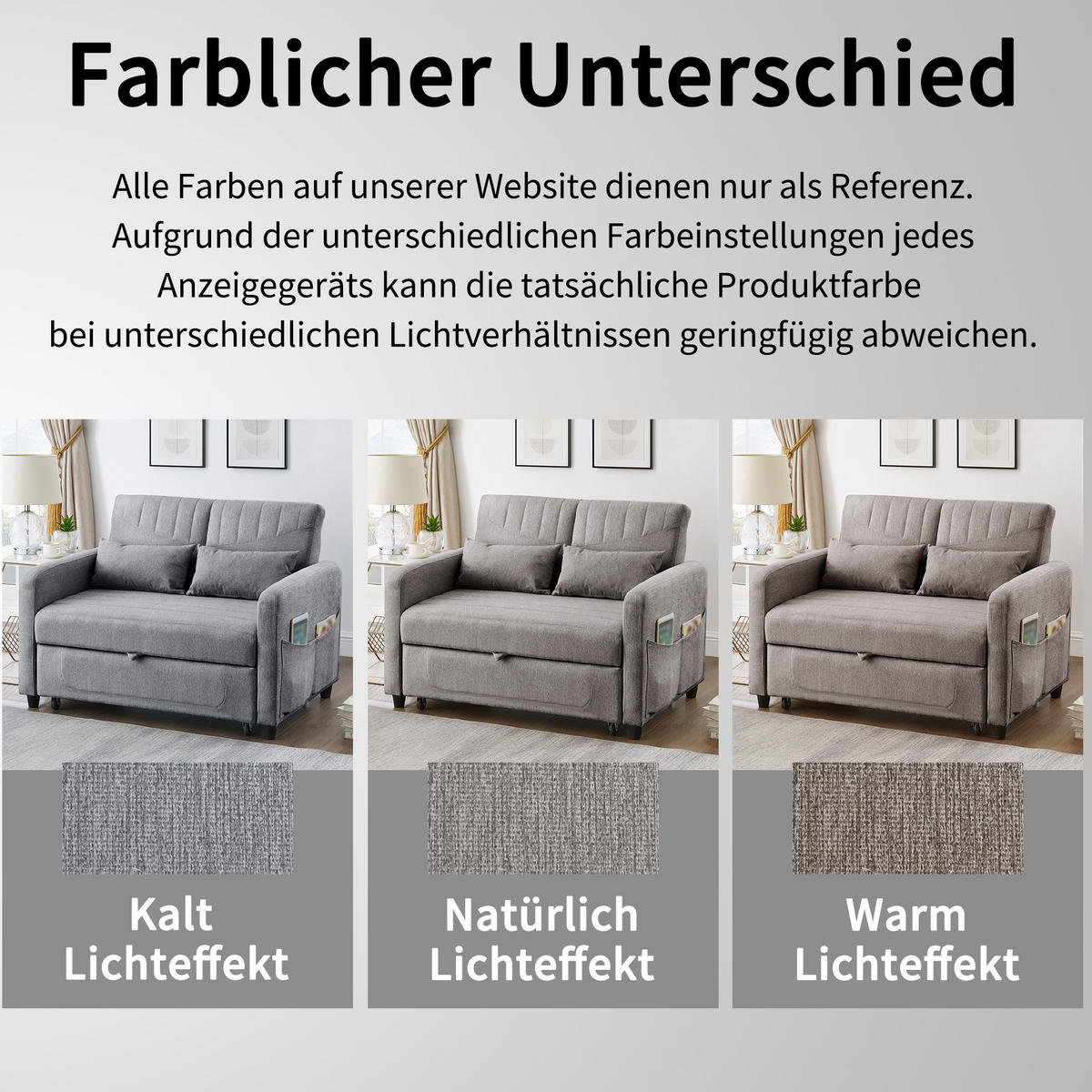 SCHLAFSOFA Baumwoll-Leinen mit Ausziehfunktion und verstellbarer Rückenlehne Grau 114/77/82,5 cm - Grau, Textil (77/82.5/114cm) - Redom