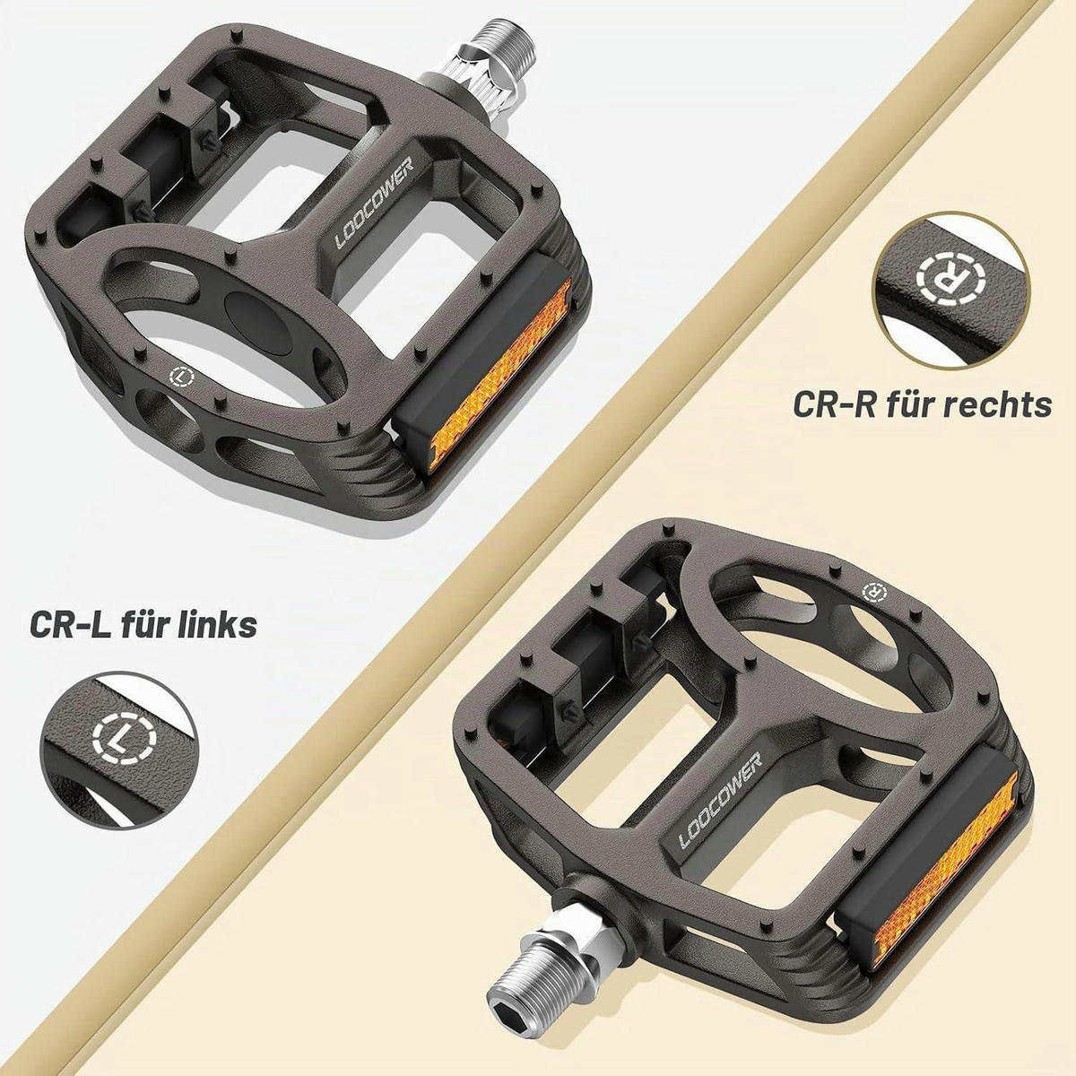 FAHRRADPEDALE Aluminium Plattform Schwarz mit Reflektoren - Schwarz, Metall (10/1.5/12cm)