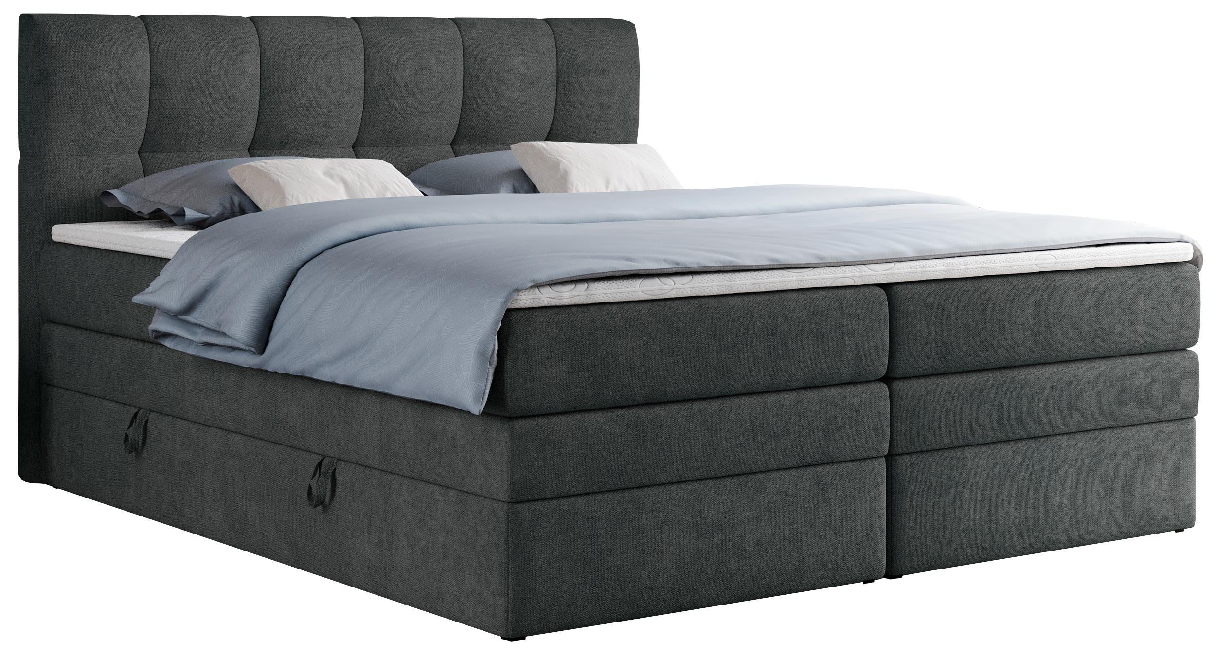 BOXSPRINGBETT ALVIN KING 180/200 Dunkelgrau Struktur - H3 - Dunkelgrau, Holz/Textil (180/200cm) - MKS