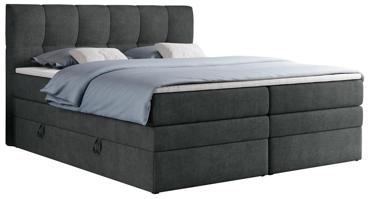 BOXSPRINGBETT ALVIN KING 200/200 Dunkelgrau Struktur - H4 - Dunkelgrau, Holz/Textil (200/200cm) - MKS