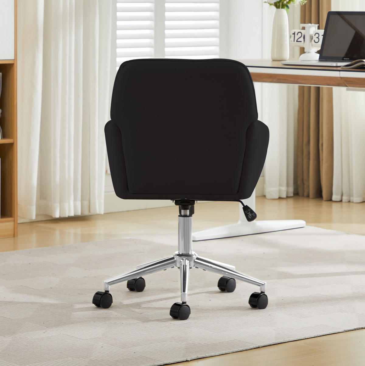 DREHSTUHL 62/60/97 cm schwarz aus Samt ergonomisch drehbar - Schwarz, Textil (60/97/62cm) - OKWISH