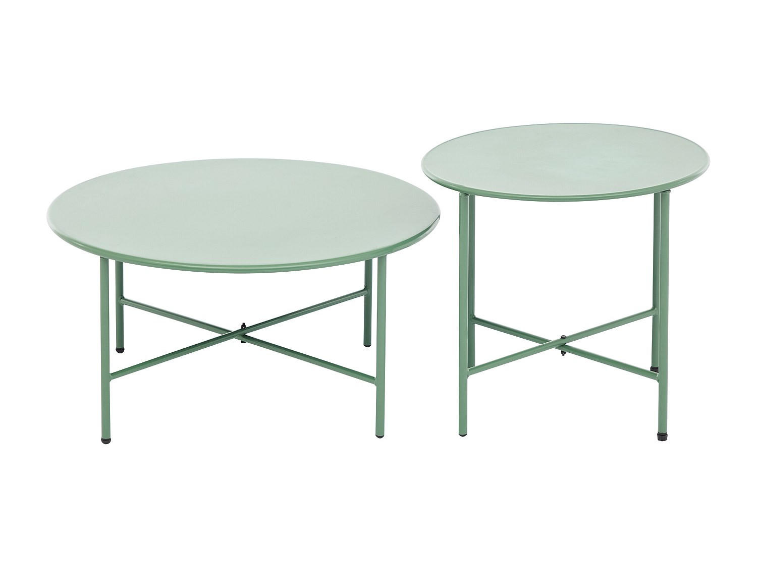 GARTENBEISTELLTISCH 2er-Set - 70 cm x 70 cm - Metall - Khaki - NIKAO - Schlammfarben, Metall (70/70/45.5cm) - Vente-Unique