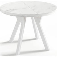 ESSTISCH Twixy runder ausziehbarer, Marmor Weiß 100-150/100/76 cm - Ecru/Weiß, Holz/Holzwerkstoff (100/150/76cm) - WFL GROUP