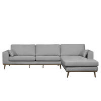ECKSOFA mit Longchair - Eichefarben/Grau, Eichenholz/Textil (281/153cm) - home24