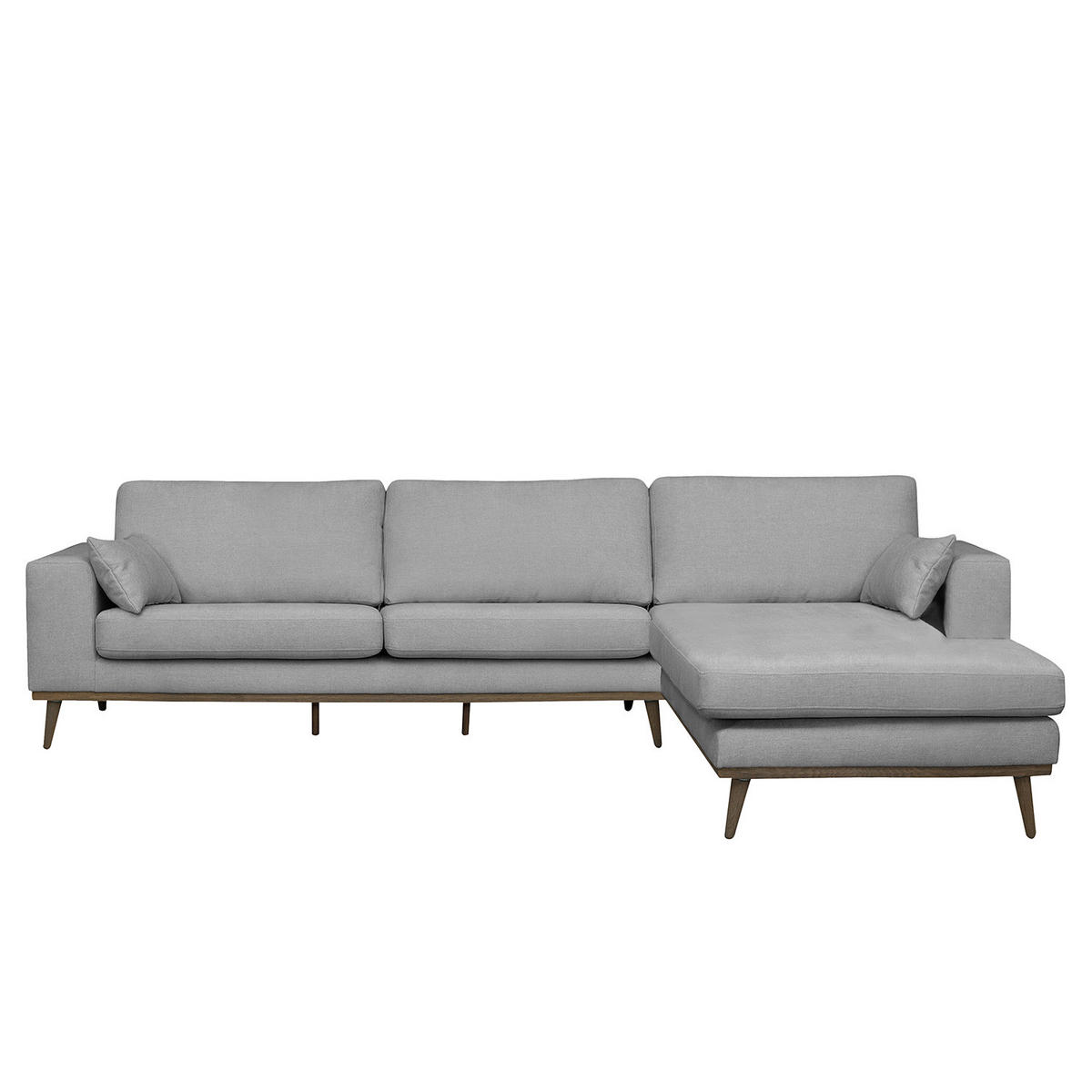 ECKSOFA mit Longchair - Eichefarben/Grau, Eichenholz/Textil (281/153cm) - home24