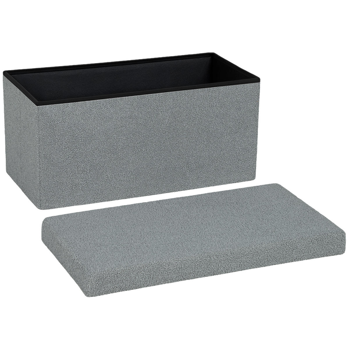 AUFBEWAHRUNGSHOCKER DE-07168 Polsterbank mit Stauraum, faltbar Dunkelgrau - Dunkelgrau, Holzwerkstoff (38/38/76cm) - ComfortXL