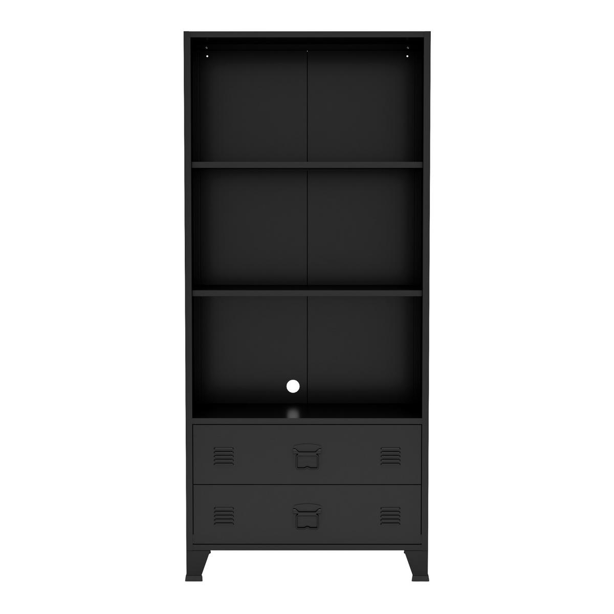 BÜCHERREGAL Hammarland - Schwarz, Metall (80/180/40cm) - [en.casa]