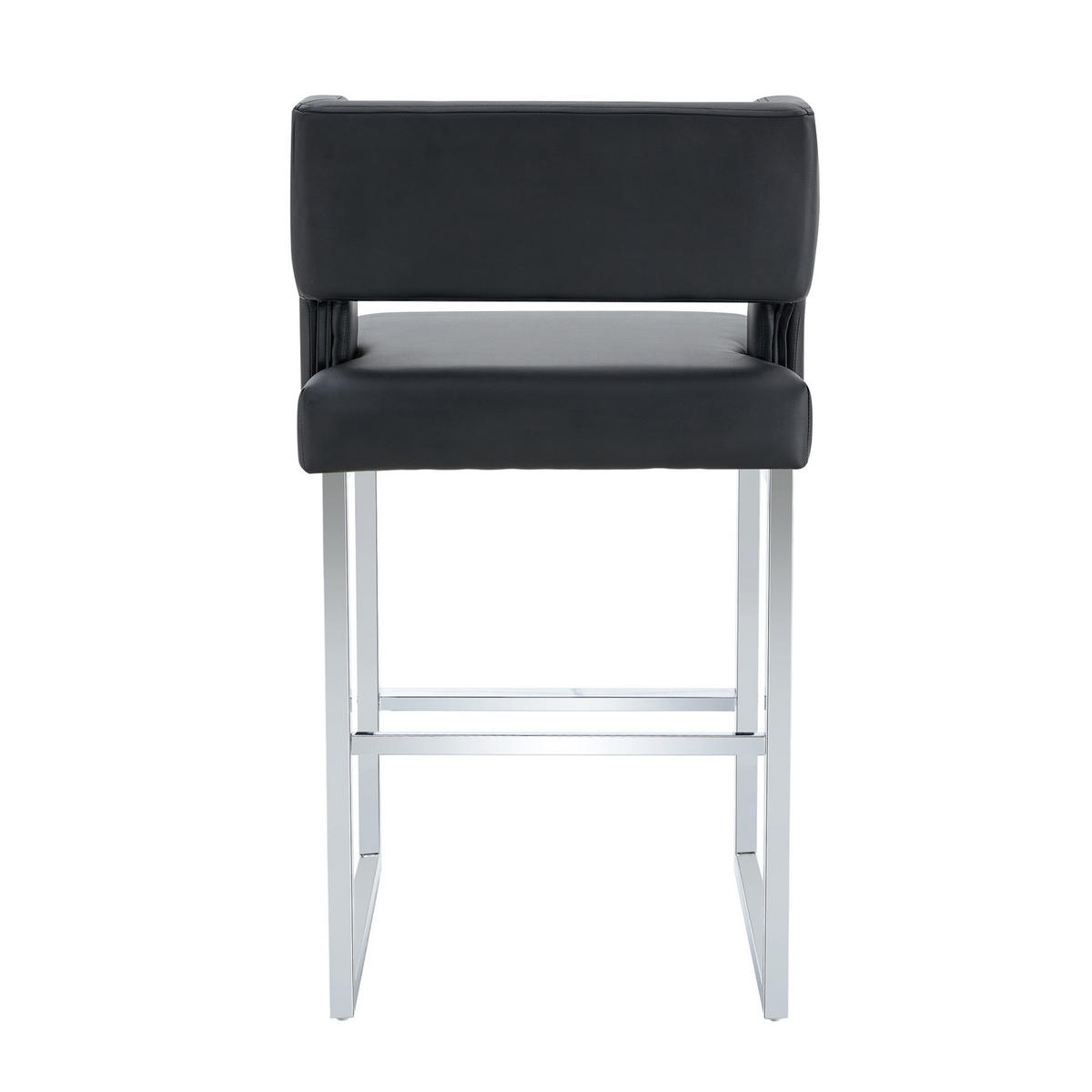 BARSTUHL 2er-Set 91,4 cm PU-Leder Schwarz mit silberfarbenen Metallbeinen - Silberfarben, Metall (53.3/91.4/48cm) - Meubliv