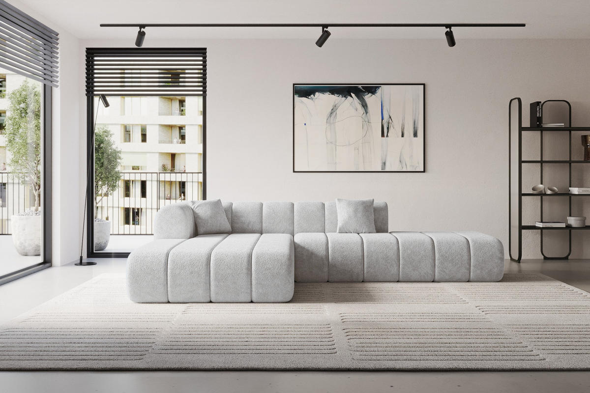 ROHOVÁ SEDAČKA s otomanem, levá BILA-L 289x176x71 Šedá Žinylka - šedá/černá, kompozitní dřevo/textil (176/289cm) - ALTDECOR