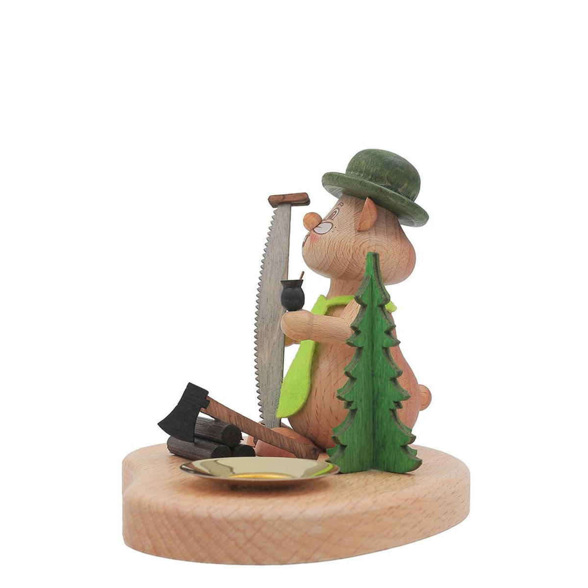 HOLZFIGUR Hamster Holzfäller mit Kerzenhalter 11 cm - Multicolor, Metall (14/1/0.1cm)