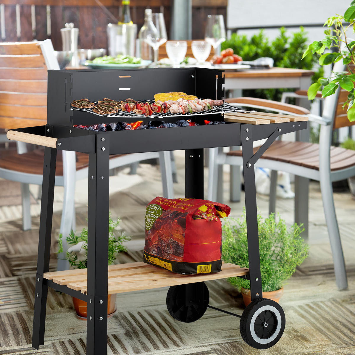 GRILL - Multicolor, Holz/Kunststoff (86/80.5/42cm) - Relaxdays