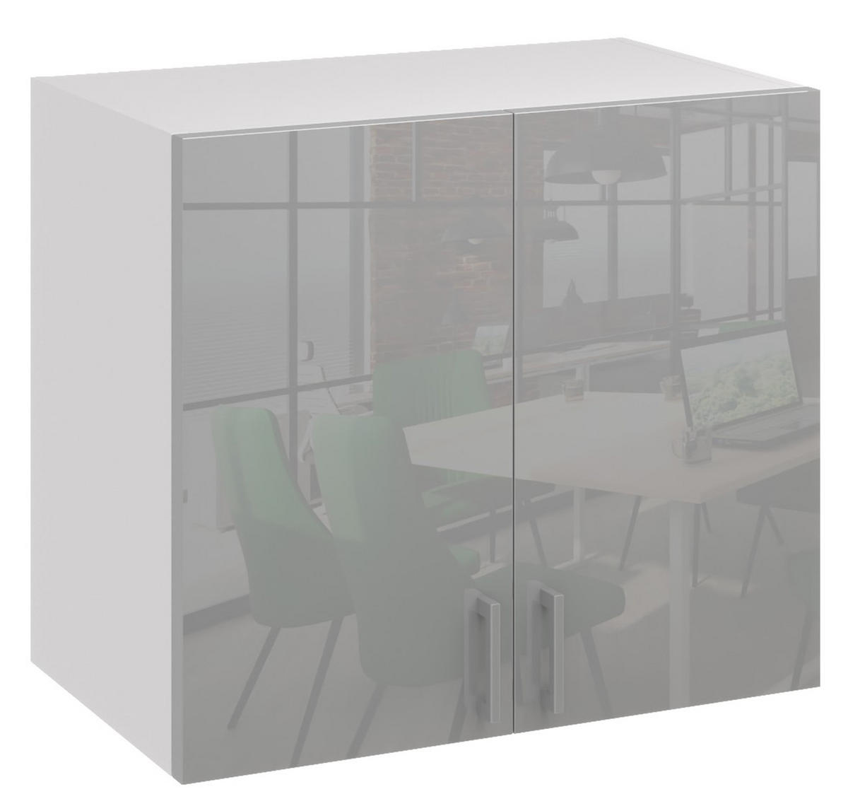 KÜCHENHÄNGESCHRANK G80 2D grau glanz - Grau, Holzwerkstoff (80/60/31cm) - roe furniture