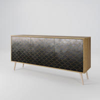 SIDEBOARD TESSELATED GRAYISH, Eicheneffekt, 164,5x42x77,5 cm, 3 Türen - Eichefarben/Buchefarben, Holzwerkstoff/Buchenholz (164.5/77.5/42cm) - SpaceRebels