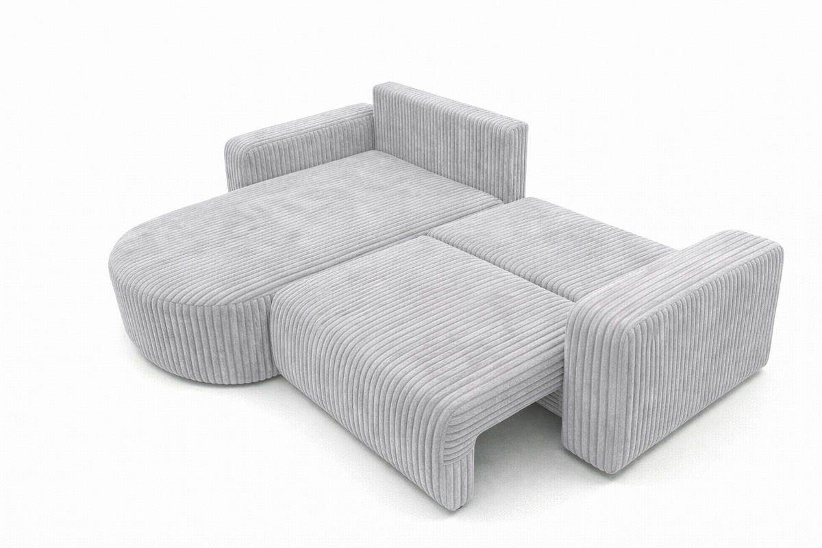 ECKSOFA Mit Schlaffunktion, Cordstoff Tilia, Grau, Links, ROUND ONE - Grau, Holz (244/175cm) - Kaiser Möbel