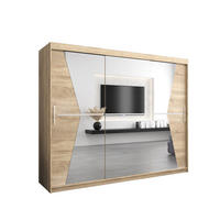SCHWEBETÜRENSCHRANK 200/250/62 3-türig - Silberfarben/Sonoma Eiche, Holz/Kunststoff (250/200/62cm) - MÖBEL KRYSPOL