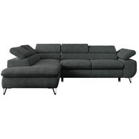 ECKSOFA PETER L Dunkelgrau Struktur - Links Seite - Dunkelgrau/Schwarz, Textil/Metall (208/273cm) - MKS