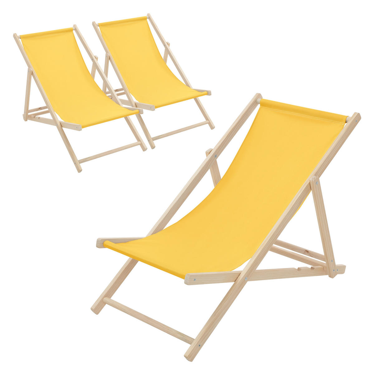 LIEGESTUHL 3er Set Gelb - Gelb, Holz (57.5/83/100cm) - ECD-Germany
