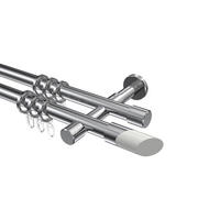 GARDINENSTANGEN-SET Prestige Verano 480 cm (geteilt in 3 x 160 cm), 2-läufig, 20 mm Ø Chrom - Chromfarben/Weiß, Metall (480cm) - INTERDECO
