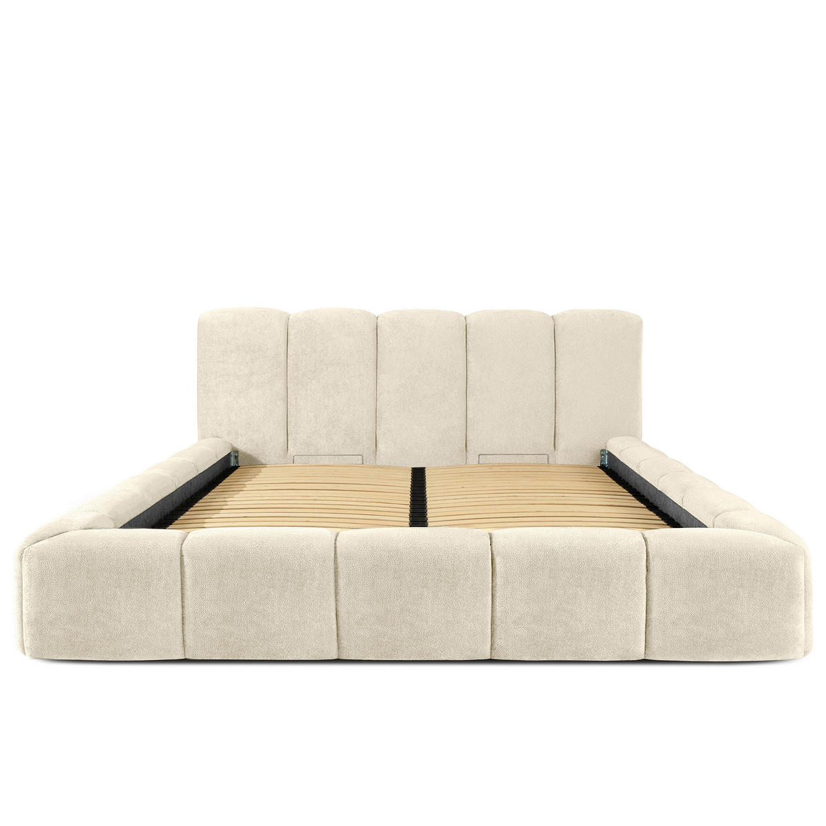 POLSTERBETT OLMIRA - Ecru/Schwarz, Holz/Holzwerkstoff (202/203cm) - KONSIMO®