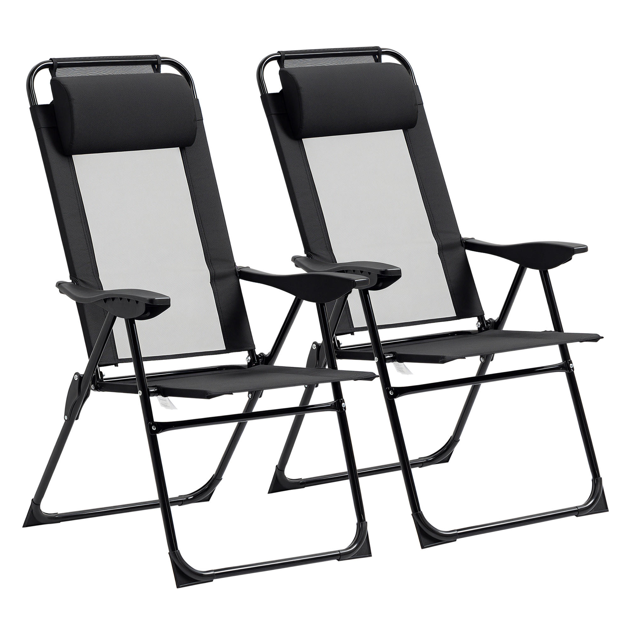 GARTENSTÜHLE 2er-Set DE-13187 klappbar Schwarz - Schwarz, Metall (70/109/62cm) - ComfortXL