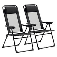GARTENSTÜHLE 2er-Set DE-13187 klappbar Schwarz - Schwarz, Metall (70/109/62cm) - ComfortXL
