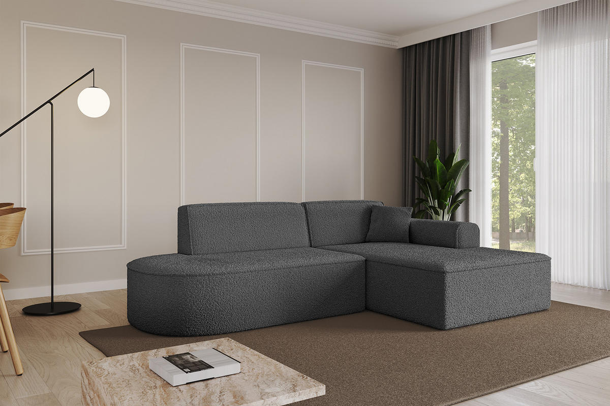 ECKSOFA Ottomane Rechts IREA-L1-v3 - 232x165x77 cm Grau - Olivgrün, Holzwerkstoff/Textil (232/165cm) - ALTDECOR