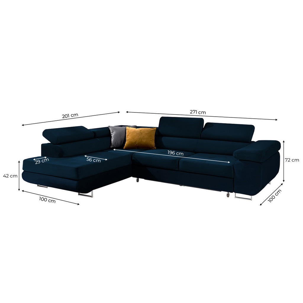 Thumbnail - Petits-meubles Ecksofa, Blau, Holzwerkstoff, 271x201 cm, Wohnzimmer, Sofas & Couches, Wohnlandschaften, Ecksofas