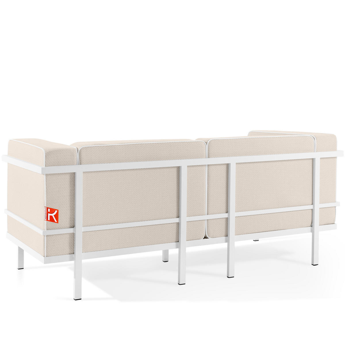 GARTENSOFA TRIGLO 2-Personen, Stahlrahmen, Modern, Weiß - Beige/Weiß, Textil/Metall (164/70/69cm) - KONSIMO®