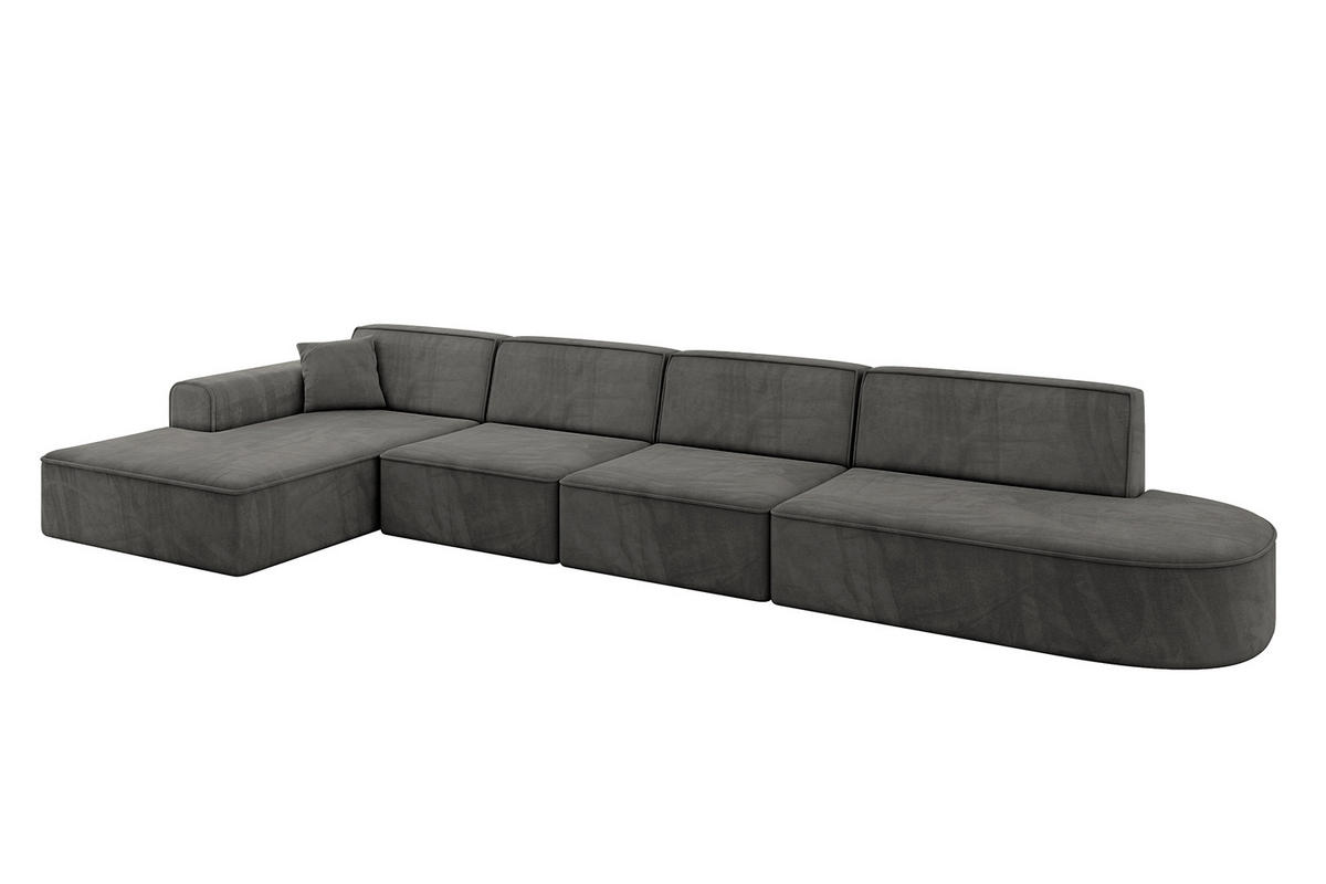 ECKSOFA Ottomane Links IREA-L3-v3 - 413x171x79 cm Ecru - Anthrazit, Holzwerkstoff/Textil (413/171cm) - ALTDECOR