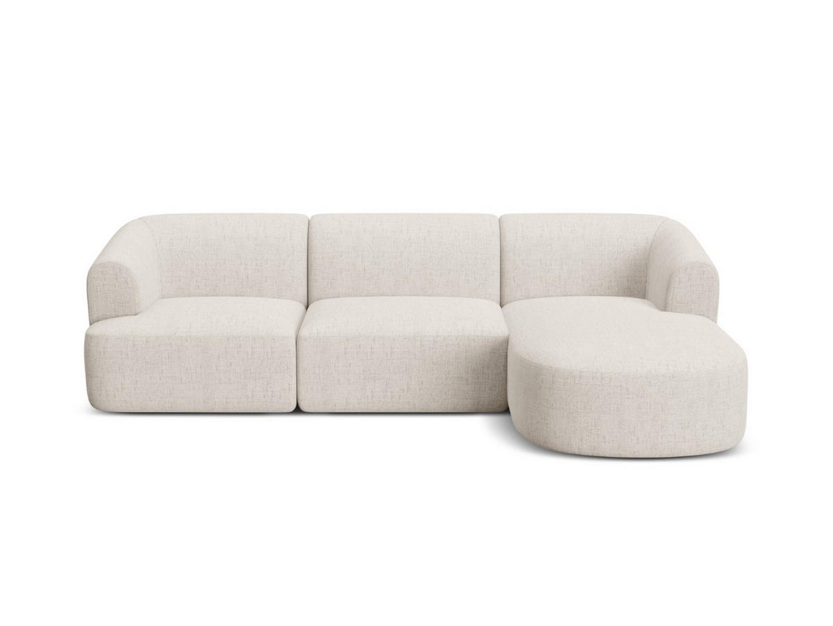MODULARES-ECKSOFA rechts Campi aus strukturiertem Stoff leichtes beige 4 Sitzplätze - Creme, Textil (156/256cm) - Cosmopolitan Design
