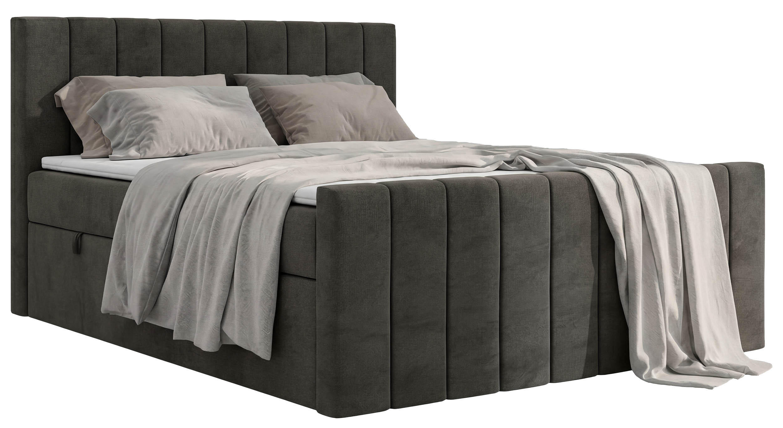 BOXSPRINGBETT ALVER DUO 180/200 - Dunkelgrau Velvet - H4 - Dunkelgrau, Textil (180/200cm) - MKS