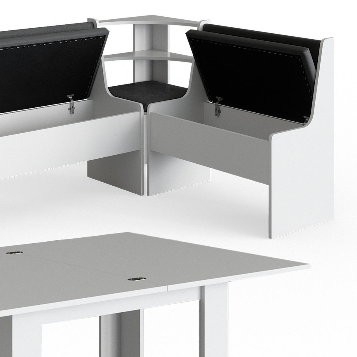 ECKBANKGRUPPE Roman Weiß 150 x 41.5 cm mit Tisch - Anthrazit/Weiß, Holzwerkstoff (150/80/120cm) - Vicco